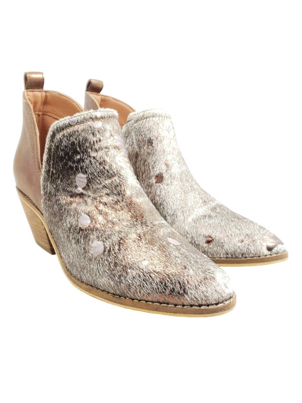 Corky's Womens Size 9 Cowhide Leather Ankle Boots Metallic Accents